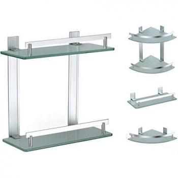 Estante 2 Niveles de Aluminio y Vidrio Tabarca 30 x 13 cm