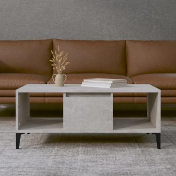 Table basse en bois d'ingénierie 90x50x36,5 cm gris béton