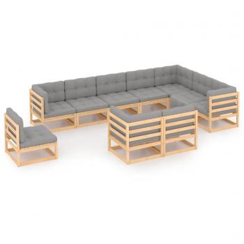 Suite Jardín Antracita 10 piezas + cojines de pino macizo