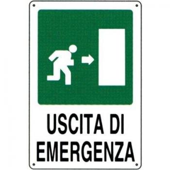 Cartello di uscita di emergenza (destra) in plastica, dimensioni 300x200 mm