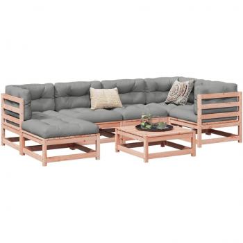 Set Divani da Giardino 7 pz in Legno Massello Abete Douglas