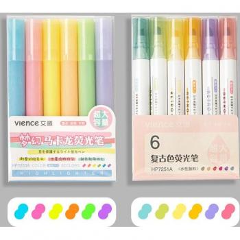 Andstal Jumbo Retro Morandi Pastel Fluorescent Highlighter Pen Set 6 Colors