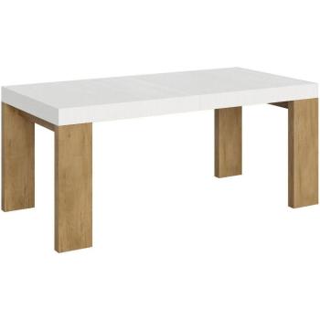 Mesa de Comedor Extensible Blanca y Madera Clara 180-440 cm