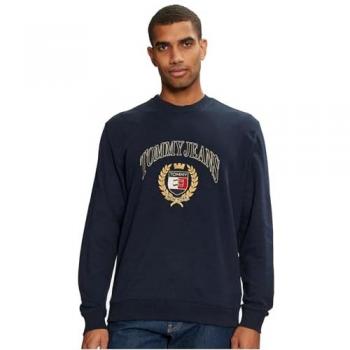 Sudadera Tommy Jeans Regular Fit Cuello Redondo con Logo Bordado Azul Marino