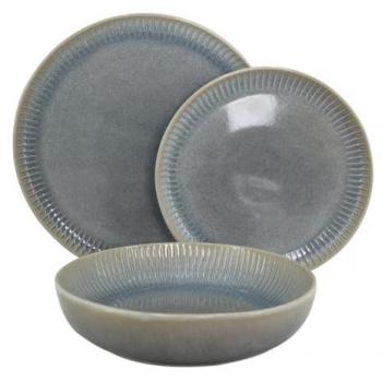 Ceramica Erika Set di Piatti 18, Grigio Raffinato