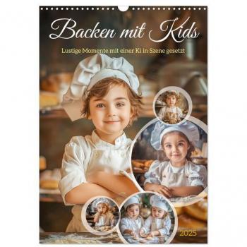 Backen mit Kids (Wandkalender 2025 DIN A3 hoch) CALVENDO Monatskalender