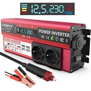 PowerConverter 1kW 12V DC → AC 220 V + USB 4.8A per laptop