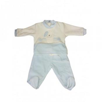 Completo 2pz ciniglia bimbo neonato Pastello panna beige 0