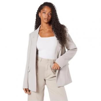 Tall Silver Grey Stripe Cuff Boyfriend Blazer for Women