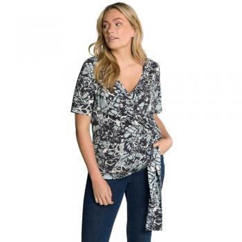 T-shirt biologica donna effetto incrociato blu taglia 56/58