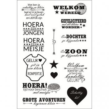 Clear Silicone Stamp with Dutch Word Patterns for Albums