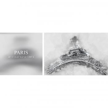 Queence Paris Architektur‑Spruch‑Set – 100 × 40 cm, 2 Stück