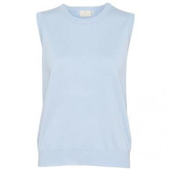 KAFFE Lizza Plain Round Neck Tee – Women’s Blue