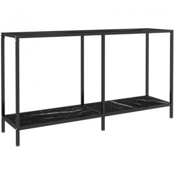 Console d'entrée chic en verre trempé aspect marbre noir 140 x 35 x 75,5 cm