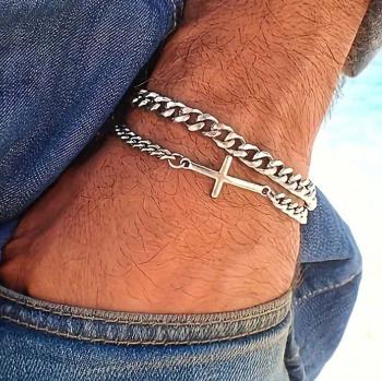 Edelstahl-Herrenarmband “Karma” – Panzerstil, silberfarben