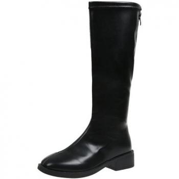Comfortable Black Knee High Boots for Women, Zipper Closure, Sizes 35-40