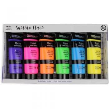KROWN Acrílico Colorido Pack 24x75ml con 9 Herramientas de Pincel