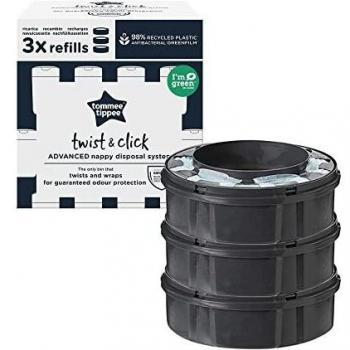 Tommee Tippee Nachfüllkassetten für Twist & Click Advanced Windelentsorgungssystem, 3er-Pack