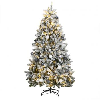 Artificial Hinged Christmas Tree 180 cm with 300 LEDs & Ball Set vidaXL