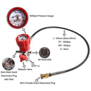 Système de remplissage rapide Din 6 mm – Réservoir haute pression 6000 psi