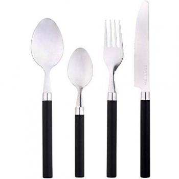 Renberg Happy Stainless Steel Table Set – 24‑Piece Black Flatware, 14×7×26.5 cm