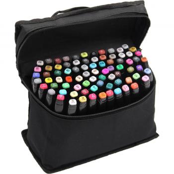 Collection 80 Couleurs Peinture – Marqueur Double Bec Alcool, Sac de Rangement Noir