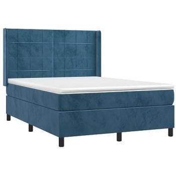 VidaXL Dunkelblaues Samt Boxspringbett 140x190 cm mit Matratze & LED