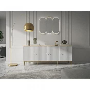 Buffet SINEAD Céleste – 4 Portes, MDF + Acier