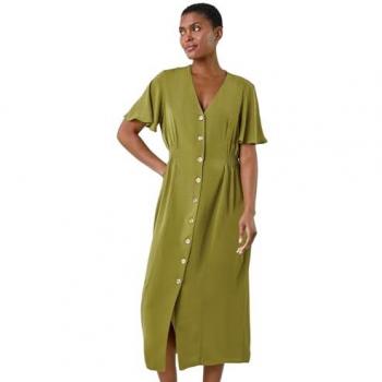 Roman Women's Shirred Midi Dress
