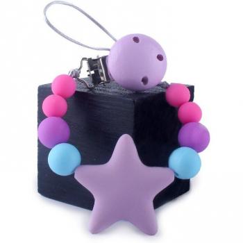 Cadena para chupete de silicona con clip de estrella