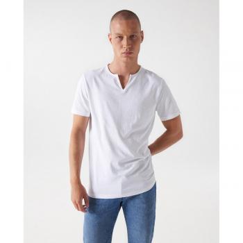 Salsa Jeans Modern Fit V Neck Short Sleeve Shirt White Male L