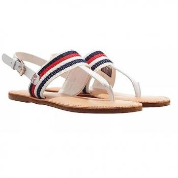 Tommy Hilfiger Sandalen Damen Écru Flat Sandal Corporate