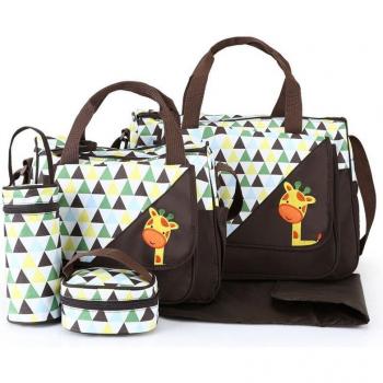 Multifunctional Baby Diaper Bag with Cute Elephant Pattern