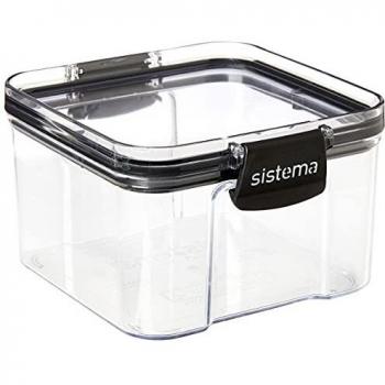 Tritán Square 460 ml – Bote de Almacén Negro/Transparente