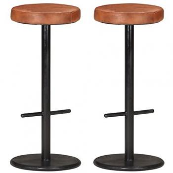 Barhocker 2 Stk. Braun Echtleder Vidaxl