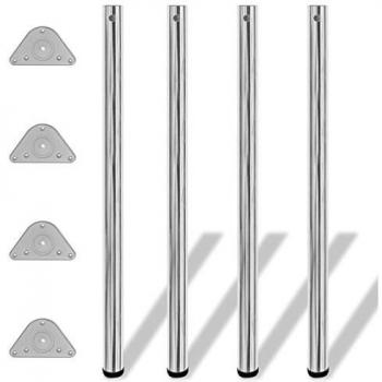 Height Adjustable Table Legs Set of 4 Chrome 1100 mm