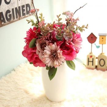 Ramo Decorativo de Rosas y Hortensias Artificiales