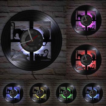 Cat Design Vinyl Clock