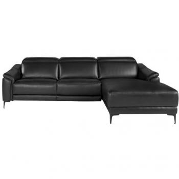 Sofá Chaise Longue Relax Derecha de Piel Negra