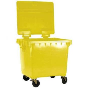 Wheelie Bin with Flat Lid 1100 Litre Yellow