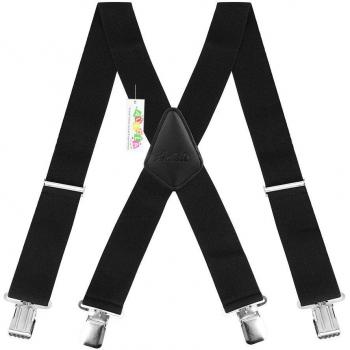 Adjustable 50MM Wide Black Elastic Heavy Duty Suspenders