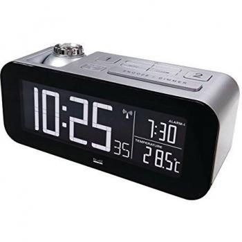 Funkgesteuerter Wecker LCD Silber/Schwarz
