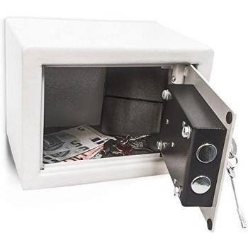 Caja Fuerte Relajante Relaxdays – 23 × 17 × 17 cm, Acero Cromado, Gris, Cerradura + Llaves