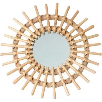 Mirroir Salon Rondeur en Rotin