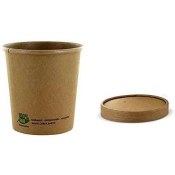 PapStar Pure : Couvercles 25 pcs, Ø 98 mm – Matériau compostable (Brun)