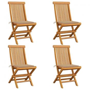 Sillas de jardín 4 uds con cojines madera de teca