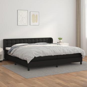 Sommier à lattes avec matelas Noir 200x200 cm en Similicuir