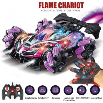 Auto de Derrape RC LED Músico Control Guante 2.4G Remoto Spray Acrobático 4WD Juguete Eléctrico para Niños Regalo