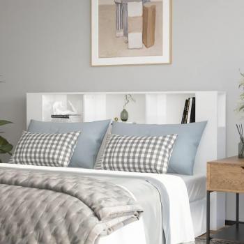 Vidaxl: High Gloss White Headboard Cabinet (180x18.5x104.5 cm)