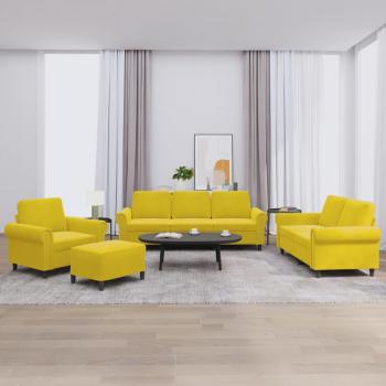 VidaXL Gelbe Samt-Sofagarnitur, 4-teilig mit Kissen